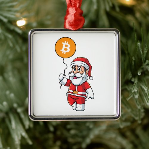 Funny Bitcoin Santa Matching Crypto Christmas   Metal Ornament