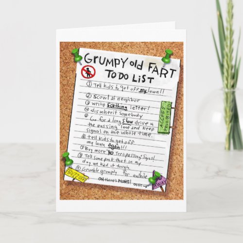 Funny Bithrday Card _ Grumpy Old Fart To Do List