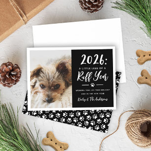 Funny Black 2026 Ruff Year Dog Photo Holiday Card