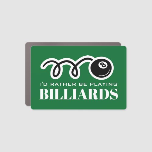 Funny black 8 ball car magnet for billiards player