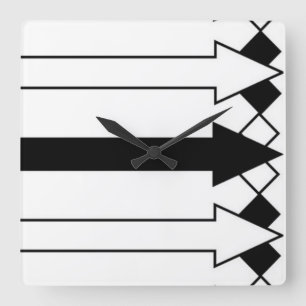 Funny Black and White Arrows Stripes Clock