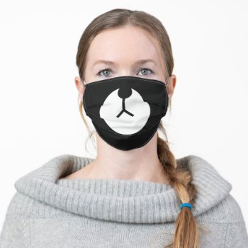 Funny Black And White Bear Face Adult Cloth Face Mask by UrHomeNeeds at Zazzle