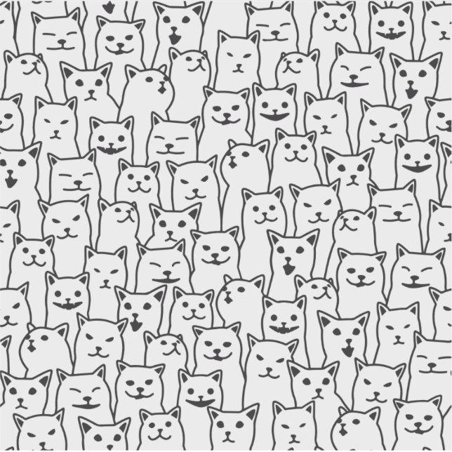 Funny black and white cat modern pattern sticker (Front)