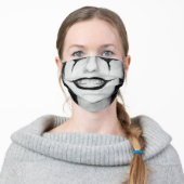 funny black and white clown smile adult cloth face mask (Worn)