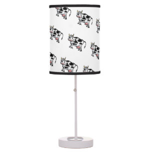 Funny Black and White Cow Cartoon Lamp