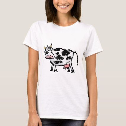 Funny Black and White Cow Cartoon T-Shirt