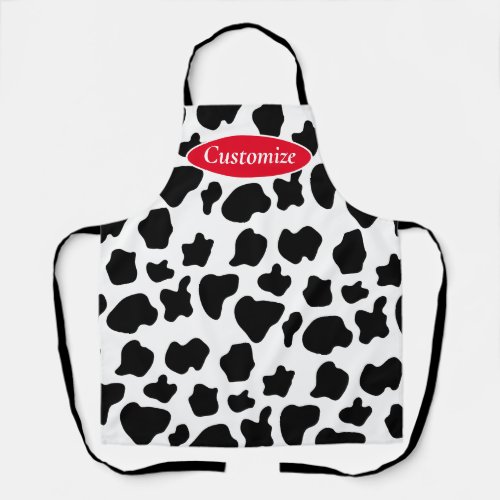 Funny black and white cow spot pattern kitchen apron