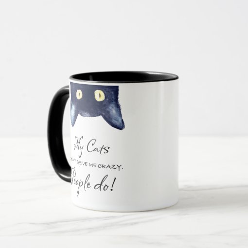 Funny Black and White Crazy Cat Lady Mug | Zazzle