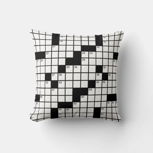 Funny Black and White Crossword Puzzle Game Throw Pillow (Front)