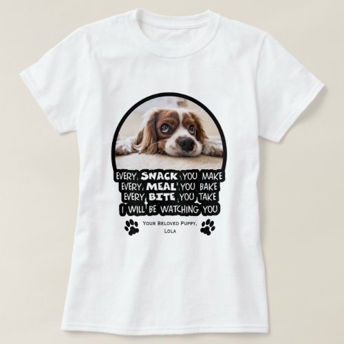 Funny Black and White Cute Pet Watching Photo T_Shirt