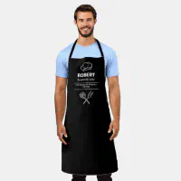  Kitchen Mat, Cute Chef Carrying Dishes on Black Grid