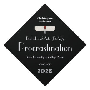 Funny Black and White Modern Graduation Cap Topper