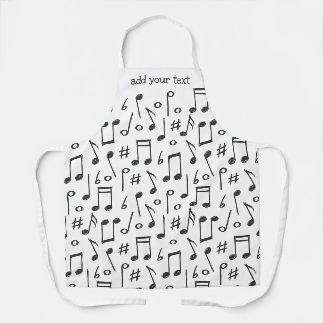 Funny Black and White Music Musical Notes Pattern Apron (Front)