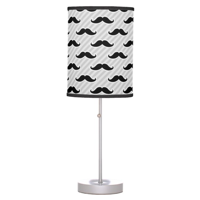Funny Black and White Mustaches Pattern Table Lamp (Front)