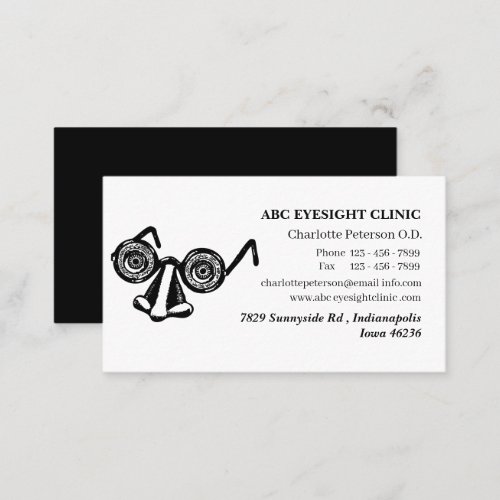 Funny Black And White Optometrist  Business Card