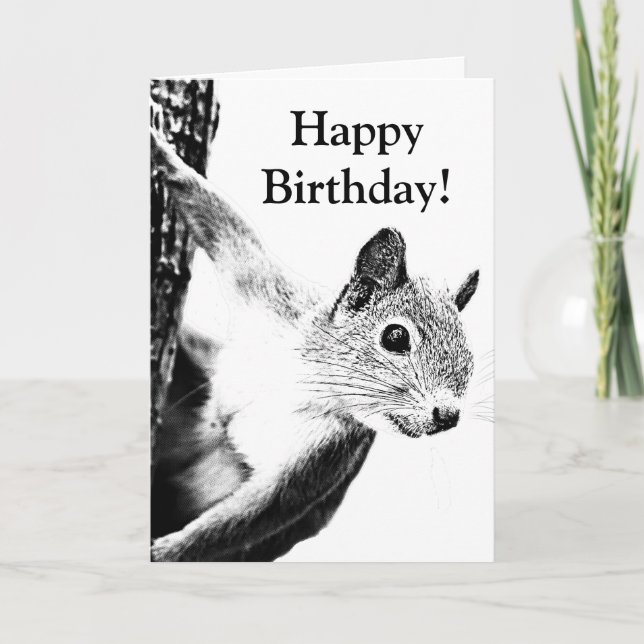 Funny Black and White Squirrel editable  Card (Front)