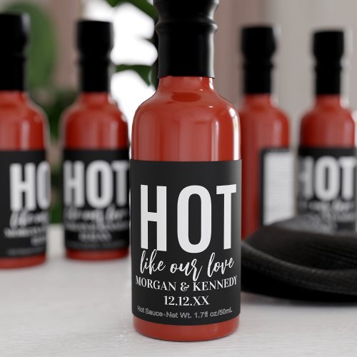 Funny Black and White Wedding Favors Hot Sauces