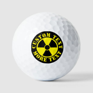 Funny black and yellow nuclear warning symbol golf balls