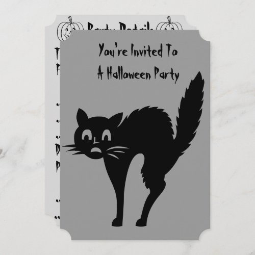 funny black angry cat halloween party invite