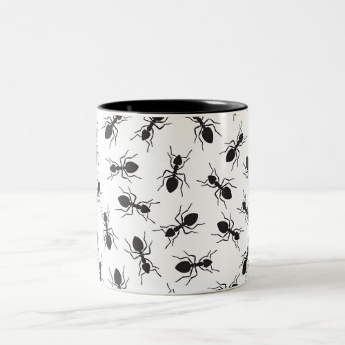 Funny Black Ants Pattern Two_Tone Coffee Mug
