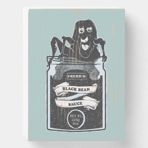 Funny Black Bean Sauce Monster Wooden Box Sign