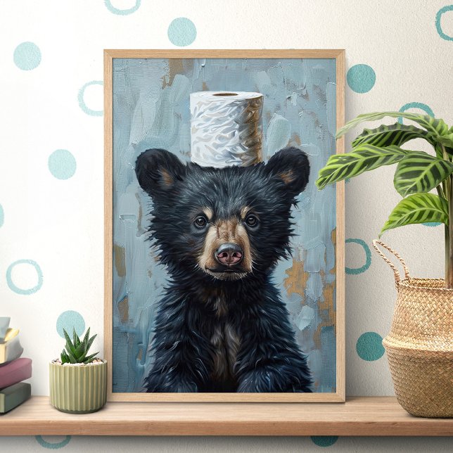 Funny Black Bear Toilet Paper Poster (Creator Uploaded)
