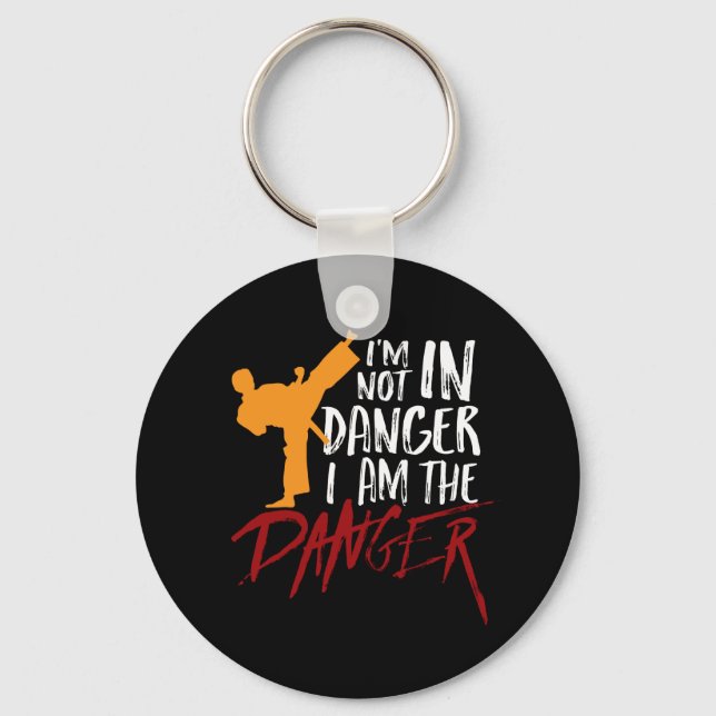 Funny Black Belt Fighter Martial Arts Humor Keychain (Front)