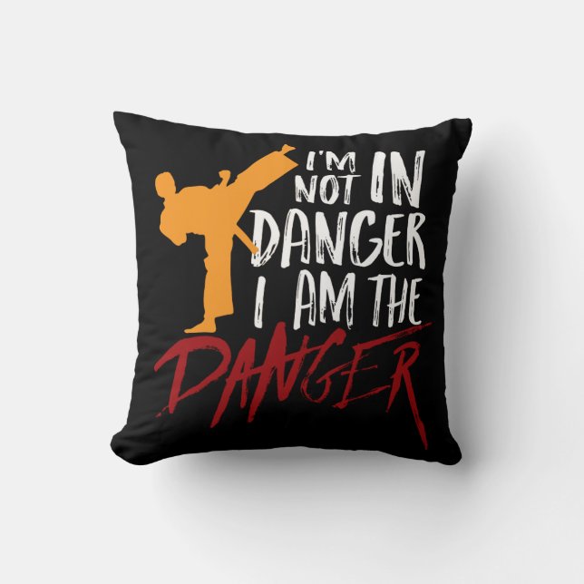 Funny Black Belt Fighter Martial Arts Humor Throw Pillow (Front)