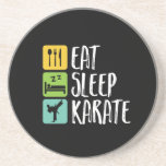 Funny Black Belt Martial Arts Eat Sleep Karate Coaster<br><div class="desc">Eat Sleep Karate. Funny and humorous design for those who love martial arts, karate, judo, taekwondo, ninjutsu, wrestling or boxing. Cool vintage and retro distressed design merchandize for fighters, wrestlers and survivors. Perfect for self defense and fighting class instructor and black belt student. Great Christmas gift and birthday present for...</div>
