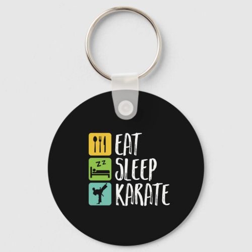 Funny Black Belt Martial Arts Eat Sleep Karate Keychain