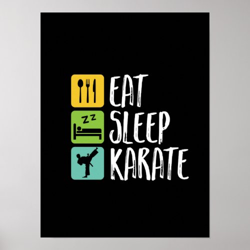 Funny Black Belt Martial Arts Eat Sleep Karate Poster