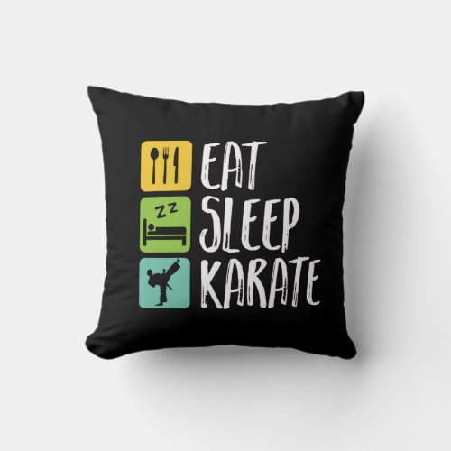 Funny Black Belt Martial Arts Eat Sleep Karate Throw Pillow