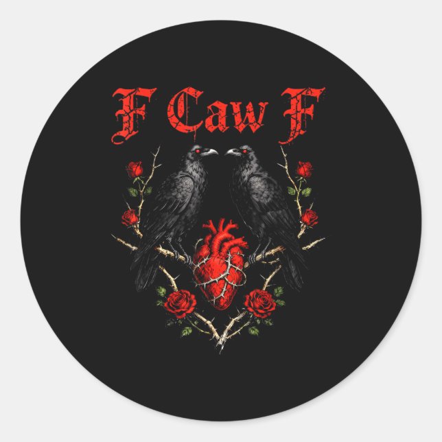 Funny Black Bird F-caw-f Anti Valentines Day Singl Classic Round Sticker (Front)