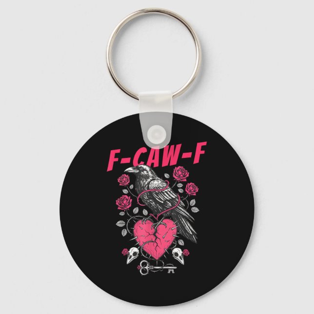 Funny Black Bird F-caw-f Anti Valentines Day Singl Keychain (Front)