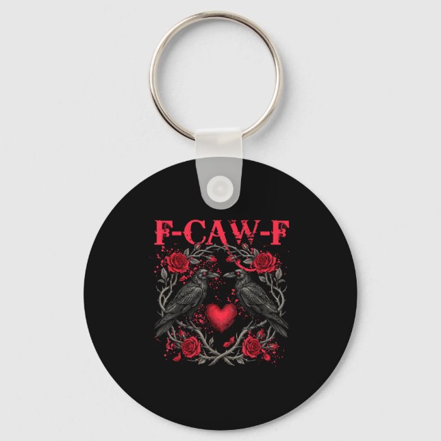 Funny Black Bird F-caw-f Anti Valentines Day Singl Keychain (Front)