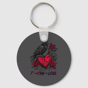 Funny Black Bird F-caw-f Anti Valentines Day Singl Keychain