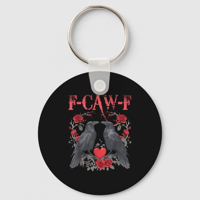 Funny Black Bird F-caw-f Anti Valentines Day Singl Keychain (Front)