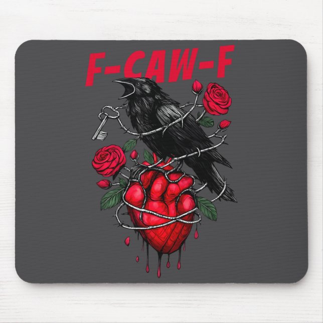 Funny Black Bird F-caw-f Anti Valentines Day Singl Mouse Pad (Front)