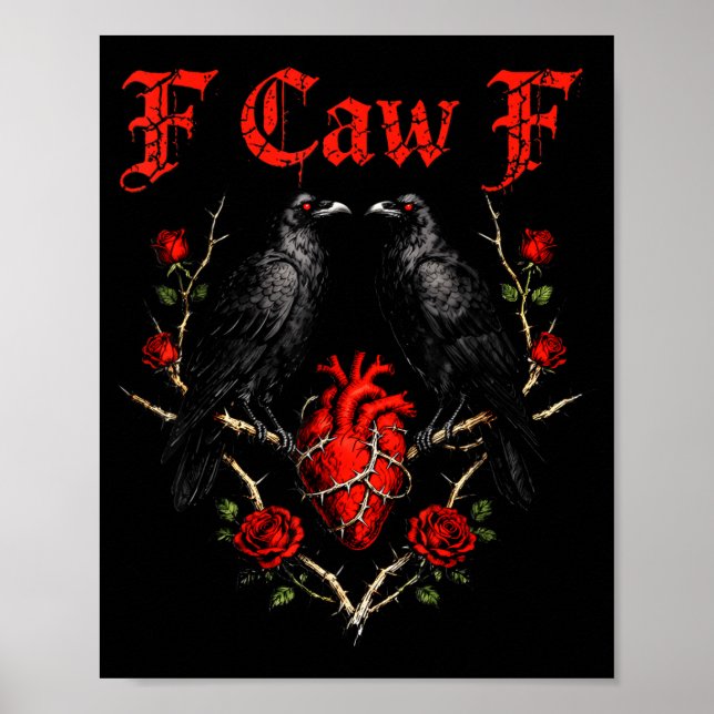 Funny Black Bird F-caw-f Anti Valentines Day Singl Poster (Front)
