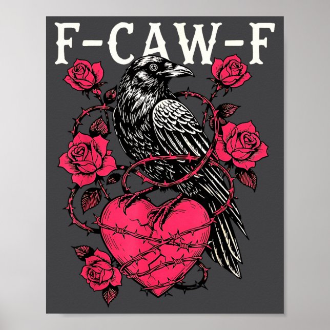 Funny Black Bird F-caw-f Anti Valentines Day Singl Poster (Front)