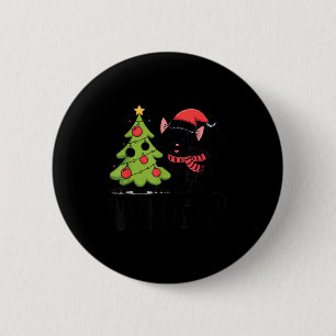 Funny Black Ca Pushing Christmas Tree Over Cat Wha Button