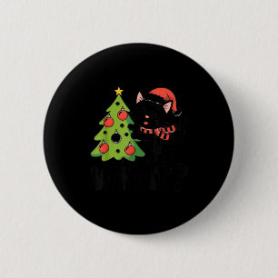 Funny Black Ca Pushing Christmas Tree Over Cat Wha Button
