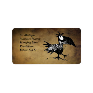 Funny Black Cartoon Crow Label