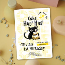 Funny Black Cat 1st Birthday Party