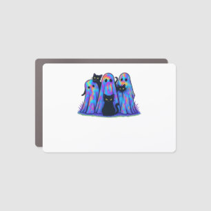 Funny Black Cat and Ghost Halloween Essential T-Sh Car Magnet