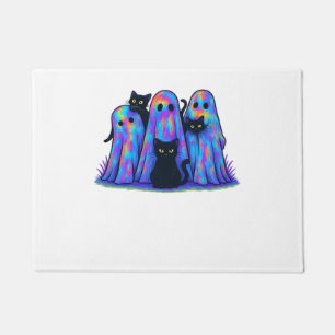 Funny Black Cat and Ghost Halloween Essential T-Sh Doormat