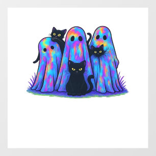 Funny Black Cat and Ghost Halloween Essential T-Sh Floor Decals