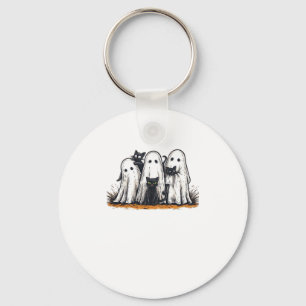 Funny Black Cat and Ghost Halloween Essential T-Sh Keychain