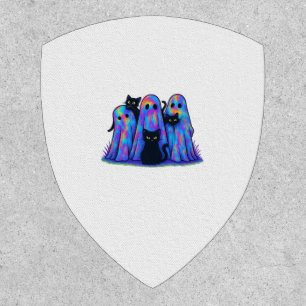 Funny Black Cat and Ghost Halloween Essential T-Sh Patch