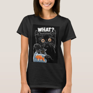 Funny Black Cat and Goldfish T-Shirt